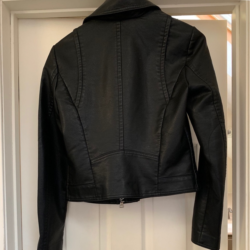 Express faux leather motorcycle jacket.